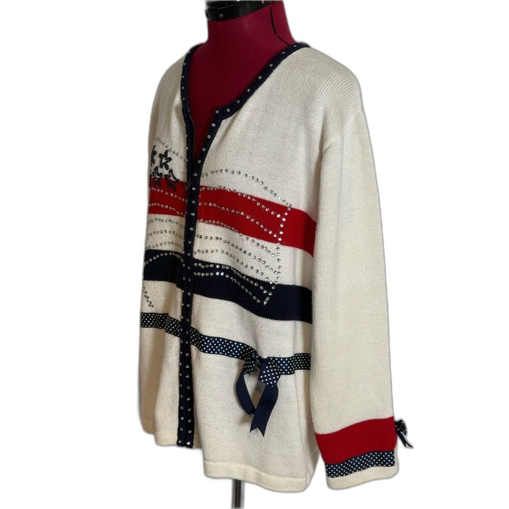 Storybook Knits Embellished Cardigan Women's Size Large American Celebration - Picture 14 of 15
